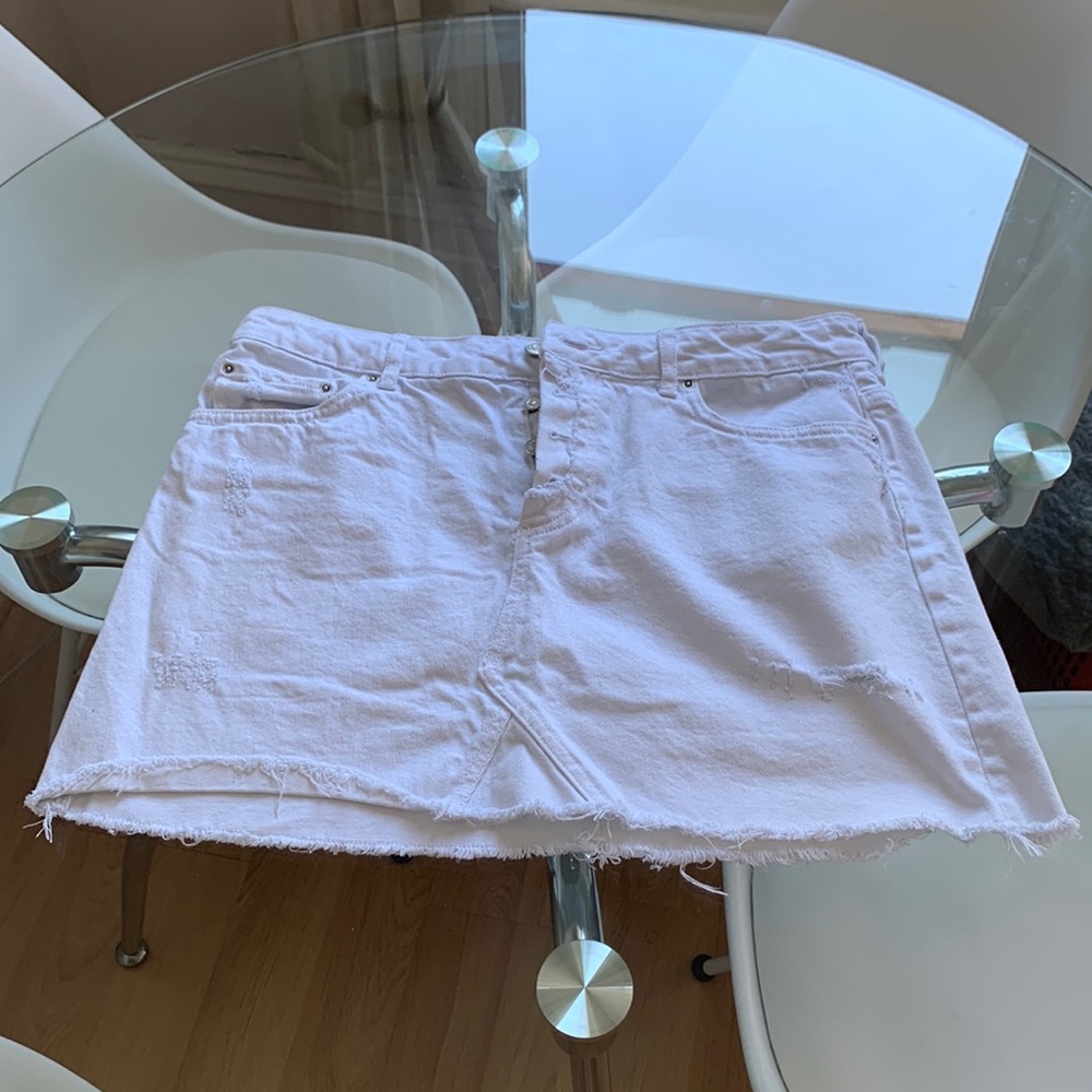 Zara white denim mini skirt